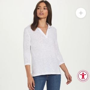 Goldie White 3/4 Sleeve Polo Tee